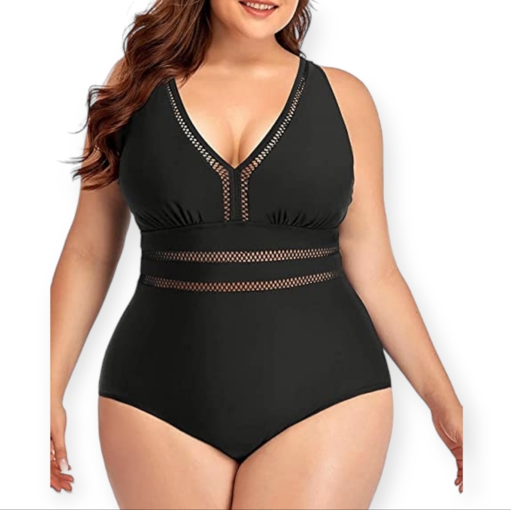 Black Plus Size One Piece Swimsuit
